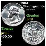 1964 Proof Washington Quarter 25c Grades GEM++ Pro