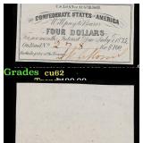1861 Confederate States Four Dollars Note Grades S
