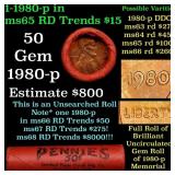 BU Shotgun Lincoln 1c roll, 1980-p 50 pcs Bank Wra