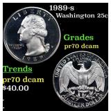 1989-s Proof Washington Quarter 25c Grades GEM++ P
