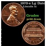 1970-s Lg Date Proof Lincoln Cent 1c Grades GEM+ P