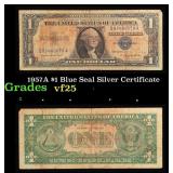 1957A $1 Blue Seal Silver Certificate Grades vf+
