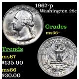 1967-p Washington Quarter 25c Grades GEM++ Unc
