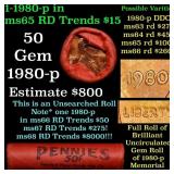 BU Shotgun Lincoln 1c roll, 1980-p 50 pcs Bank Wra