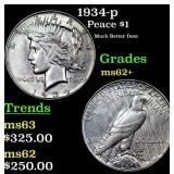 1934-p Peace Dollar 1 Grades Select Unc