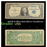 1957B $1 Blue Seal Silver Certificate Grades vf+