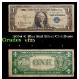 1935A $1 Blue Seal Silver Certificate Grades vf+
