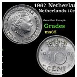 1967 Netherlands 10 Cents KM# 182 Grades GEM Unc