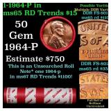 BU Shotgun Lincoln 1c roll, 1964-p 50 pcs Dunbar W