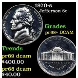 1970-s Proof Jefferson Nickel 5c Grades GEM++ Proo