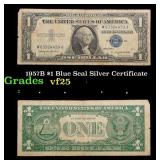 1957B $1 Blue Seal Silver Certificate Grades vf+