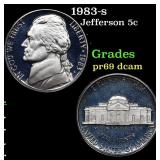 1983-s Proof Jefferson Nickel 5c Grades GEM++ Proo