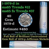 BU Shotgun Jefferson 5c roll, 1979-d 40 pcs Bank $