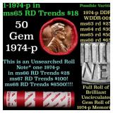 BU Shotgun Lincoln 1c roll, 1974-p 50 pcs Dunbar W