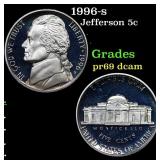1996-s Proof Jefferson Nickel 5c Grades GEM++ Proo