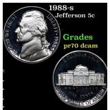1988-s Proof Jefferson Nickel 5c Grades GEM++ Proo