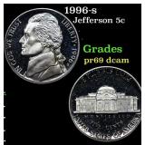 1996-s Proof Jefferson Nickel 5c Grades GEM++ Proo
