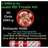 BU Shotgun Lincoln 1c roll, 1985-p 50 pcs Bank Wra