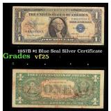 1957B $1 Blue Seal Silver Certificate Grades vf+