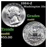 1984-d Washington Quarter 25c Grades GEM+ Unc