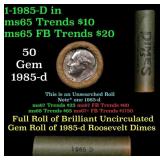 BU Shotgun Roosevelt 10c roll, 1985-d 50 pcs Bank