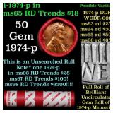 BU Shotgun Lincoln 1c roll, 1974-p 50 pcs Dunbar W