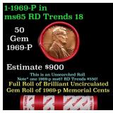 BU Shotgun Lincoln 1c roll, 1969-p 50 pcs Dunbar W