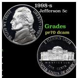 1998-s Proof Jefferson Nickel 5c Grades GEM++ Proo