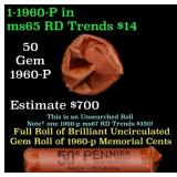 BU Shotgun Lincoln 1c roll, 1960-p 50 pcs Bank Wra