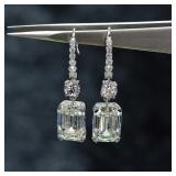 Moissanite Gemstone Drop Earrings - 925 Sterling S