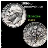 1986-p Roosevelt Dime 10c Grades GEM+ Unc
