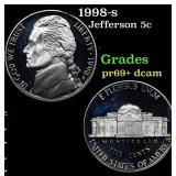 1998-s Proof Jefferson Nickel 5c Grades GEM++ Proo