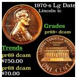 1970-s Lg Date Proof Lincoln Cent 1c Grades GEM++