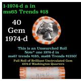 BU Shotgun Washington 25c roll, 1974-d 40 pcs Bank