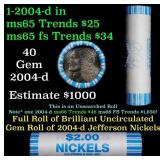 BU Shotgun Jefferson 5c roll, 2004-d Peace 40 pcs