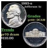 1985-s Proof Jefferson Nickel 5c Grades GEM++ Proo