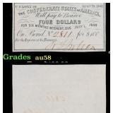 1861 Confederate States Four Dollars Note Grades C