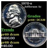 1970-s Proof Jefferson Nickel 5c Grades GEM++ Proo