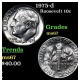 1975-d Roosevelt Dime 10c Grades GEM++ Unc