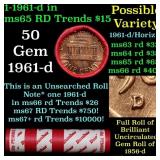 BU Shotgun Lincoln 1c roll, 1961-d 50 pcs Dunbar W