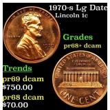 1970-s Lg Date Proof Lincoln Cent 1c Grades GEM++