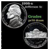 1998-s Proof Jefferson Nickel 5c Grades GEM++ Proo