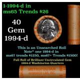 BU Shotgun Washington 25c roll, 1994-d 40 pcs Bank