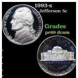 1993-s Proof Jefferson Nickel 5c Grades GEM++ Proo