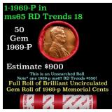 BU Shotgun Lincoln 1c roll, 1969-p 50 pcs Dunbar W