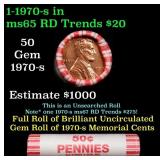 BU Shotgun Lincoln 1c roll, 1970-s 50 pcs Bank Wra
