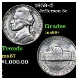 1959-d Jefferson Nickel 5c Grades GEM++ Unc