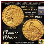 ***Major Highlight*** 1912-p Gold Indian Quarter E