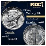 1945-p Mercury Dime 10c Grades GEM Unc