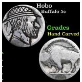 Hobo Buffalo Nickel 5c Grades Hand Carved